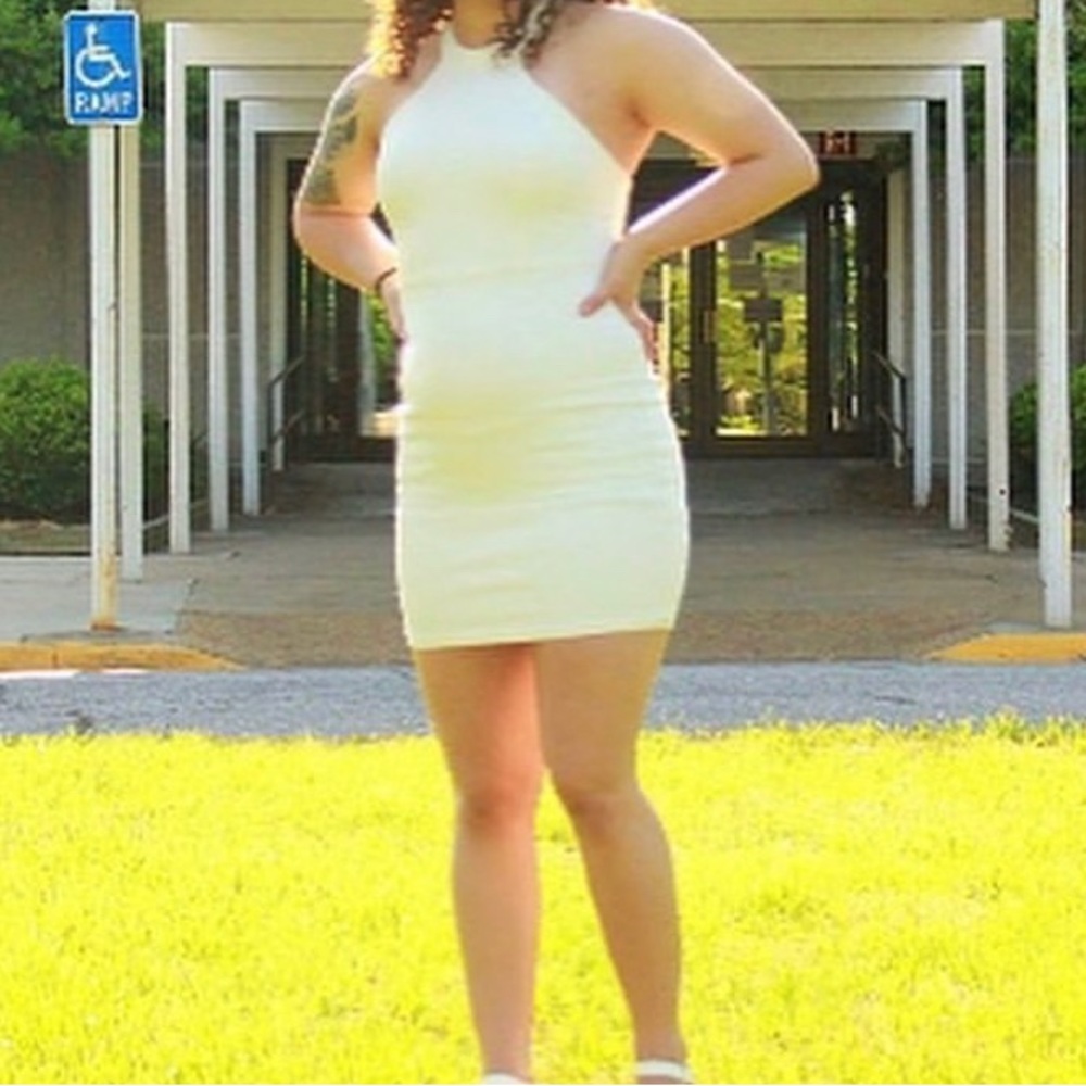 White mini lace dress